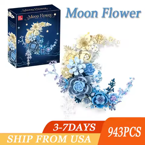 934PCS Romatic Moon Flower Building Blocks DIY Assembly Eternal Bouquets Bricks Toys Creative Wall D