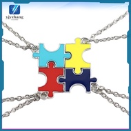 4Pcs Good Friendship Pendant Necklace Puzzle Patchwork Pendant Necklace Best Friend Theme Necklace