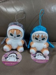 全新Mofusand 貓咪鯊魚裝 毛公仔吊飾