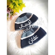 [Kait/Crochet] Kopiah Kait Bayi/Kopiah kait kanak-kanak/kopiah kait handmade/kopiah nama jawi/kopiah