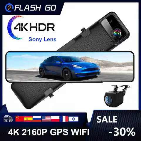 Car Dvr 4K WIFI GPS Rear View Camera Mirror Recorder 12 Inch Dash Cam Video Track Sony IMX415 Ultra 