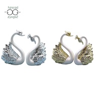 2 Pieces of Swan Ornaments Figurines,Swan Cake Decoration,Car Figurines Decoration,Home Wedding Christmas Decoration