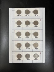 （貳圓一套）香港硬幣1975-92年二元英女王伊利沙伯二世一套共十五枚 Government of Hong Kong Queen Elizabeth ll  1975-92 $2 15 pieces