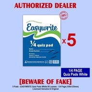 EASYWRITE Quiz Pad Pads 1/4 PAGE 100x125mm 80 Leaves Intermediate Paper Papers - 5 Pads