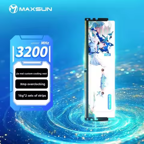 Maxsun JM5 Aijia Series DDR4 3200MHz Desktop RAM 32GB(16GB×2) Hynix A‑die CL18 Heatsink Memory Modul