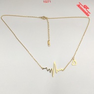 10271 - Super durable gold-plated titanium necklace with heartbeat face