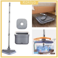 [Kokiya] Flat Bucket Rotating Quick Drainage Microfiber Mop Cleaning Mop