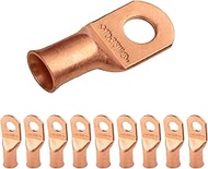 SELTERM 10pcs 1/0 AWG - 3/8" Stud (Wide Pad) - Battery Lugs, Heavy Duty Wire Lugs, Ring Terminals, B