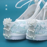 New Style Hanfu Shoes Female Students Antique Embroidered Shoes Female Matching Hanfu Inner Heighten