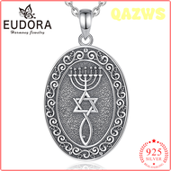 QAZWS Eudora 925เงินสเตอร์ลิงสร้อยคอตราประทับของพระเจ้าจี้เครื่องรางทางศาสนาโบราณของขวัญสำหรับผู้ชาย