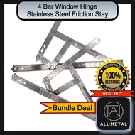 4 Bar Window Hinge, Friction Stay 202 / Engsel Tingkap Aluminium Kaca 202 - SUS304 / 18mm (Stainless