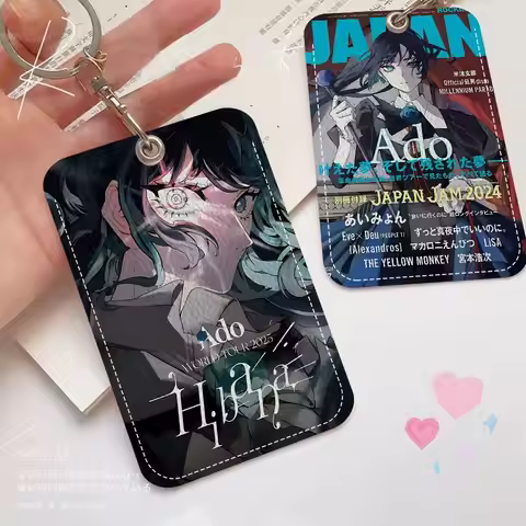 Popular Singer A-ADO 1Pc Access Card Case Leather Card Holder Keychain Key Ring Door Access Tags ID 