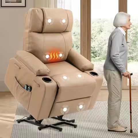 Lift Recliner Sofa Chair, Electric Stand Assit for Elderly People, Faux Leather Reclining Chair with