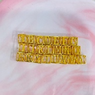 Mixed n match cube box letter pendant simple elegant genuine gold 875 grade