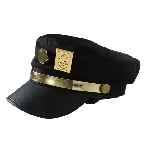 Anime JoJo's Bizarre Adventure Kujo Jotaro Cosplay Cap Unisex Adult Metal Badge Hat Prop