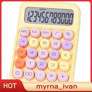 Mechanical Pushbutton Calculator, 12 Digit LCD Display, Big Buttons Easy to Press, Colorful Candy Ca