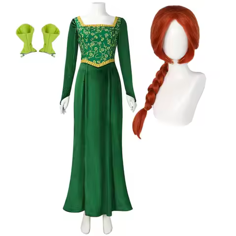 Adult Women Halloween Fancy Green Princess Fiona Green Dress Costume Or Wig