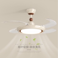 客厅奶油风风扇灯餐厅吊扇灯简约卧室隐形静音风扇灯家用吊扇灯
