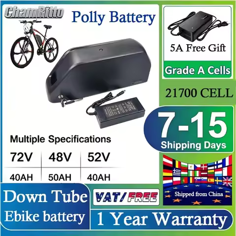 Hailong Electric Bike Down Tube 48v 52 60 72v 50 60ah Polly DP7 21700 Lithium Battery 20ah 25 30ah 4
