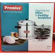 PREMIER STAINLESS STEEL IDLY MAKER /  IDLY PAANAI /  LARGE 6 PLATES / NO.1 IDLY VESSEL / IDLY PAANAI