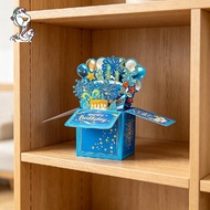 Handmade 3D Pop-Up Birthday Card Box, Paper Sculpture Greeting Card Envelope