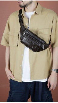 LegumStore Tas Pinggang Pria Kulit Panjang 30cm Import Tas Selempang Pria Kulit Tas Santai Motoran