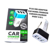 P135 ORIGINAL CAR ADAPTOR CAS CASAN CHAS POWER AC DC CHARGER CHARGER PLUG PORT 3 IN 1 BATOK USB H