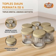 Gem Leaf Jars Contains 6 - Cookie Jars / Tray Set Jars / Instant Aesthetic Eid Crystal Jars