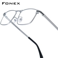 FONEX Pure Titanium Eyeglasses Frame Men Brand Design Square Glasses Ultralight-Weight Korean Japane