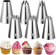 6Pcs Large Piping Tips Set, Stainless Steel Cake Decorating Tips, Piping Nozzles Decorating Tip Fros