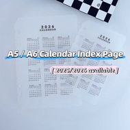 2025/2026 Calendar 6 Hole A5 A6 Loose Leaf PP Binder Index Divider Planner Accessories