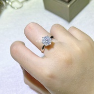 18K Gold-Plated 25 Points High Carbon Diamond Ring Retro Full Diamond Royal Manor About 3ct Crown Si