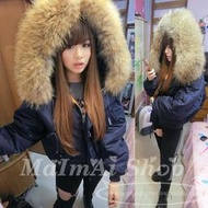 【MAIMAI SHOP♥】日韓精品 =【M7OK02】 日本限量重量級超大真毛領同步原單N2B防水飛行外套