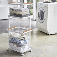 Meric Garden 日式簡約多功能雙層洗衣分類收納籃/衣物收納架
