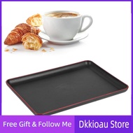 Dkkioau A sixx Serving Tray  Anti?Skid 3 Sizes Wood Grain/Black Rectangular Coffee Table for Holding