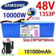 New 48V 101000mAh 1000w 13S3P XT60 48V Lithium ion Battery Pack 101Ah For 54.6v E-bike Electric bicycle Scooter with BMS+charger