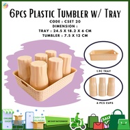 6PCS PLASTIC TUMBLER W/ TRAY/PLASTIC TUMBLER WITH TRAY/TUMBLER W/ SET/PLASTIC GLASS WITH TRAY/BASO #