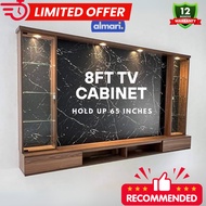🔥Free Installation TV Cabinet 8'FT (65 INCH TV) with PLUG / LED Light / GLASS DOOR / TV Gantung Alma