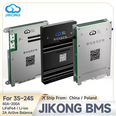 JIKONG BMS RS485 BD4A8S4P with BT RS485 1A Active Balance 4S~24S 40A~200A LifePo4 BMS Li-ion LTO 186
