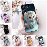 Casing For Tecno Pova 7 4G Case LJ6 Aesthetic Cute Cartoon Fashion Butterfly Funny Painted Back Cove