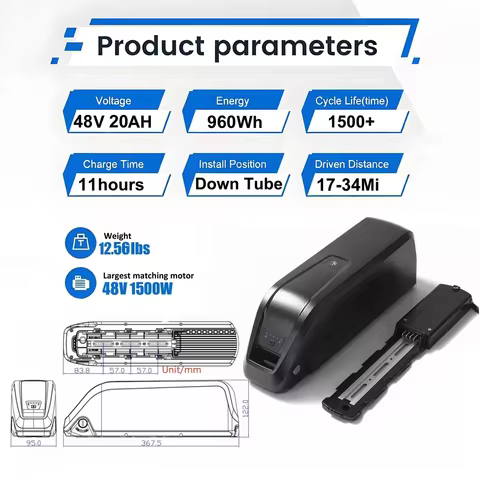 [US Direct ] 48V 20AH E-Bike Battery Genuine Aleaivy 48V 10Ah/15Ah/20Ah 200W -1500W Electric Bicycle