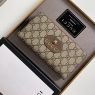 Ready Stock [19.5 X10.5 X2.5cm] Gu ** i Fashion Long Wallet Leather G Zipper Card Holder Retro [With