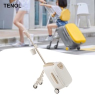 [TENOL] Kids Ride on Suitcase with Seat Travel Case Hard CarryOn Luggage Portable Compact with Exten
