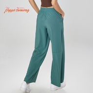 Hoppe Fumeng high waist loose casual pants running yoga pants with adjust string in the waist and zi