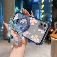 For Moto G54/G54 EUR Edition/G54 Power/G56/G52 Cover 3pcs( Full bloom flower phone Case+Lanyard+Circ