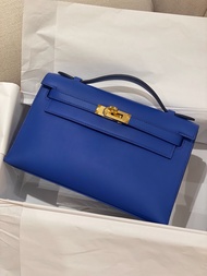 Hermes Kelly Pochette Bleu Royal Swift GHW U