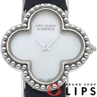二手梵克雅寶 (Van Cleef & Arpels) Alhambra 系列腕錶，小號，貝殼錶殼，VCARD21600，18K 白金/緞面，女士腕錶，白色貝殼錶殼，成色極佳