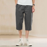 Korean Casual Men Shorts Fashion 3/4 Pants Breathable Drawstring Short Pants Men Three Quarter Pants