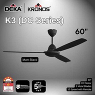 DEKA KRONOS K3 60" 3 Metal Blades Ceiling Fan DC Motor 10 Speed Remote Control Kipas Siling Besi 吊扇