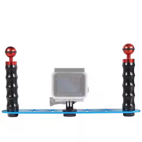 Dual Handheld Diving Bracket Flashlight Tray Stabilizer Mount for Sony Gopro 13 12 Action Camera Cam